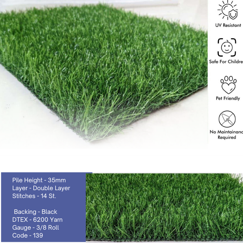 Natural lawn with 35mm artificial grass